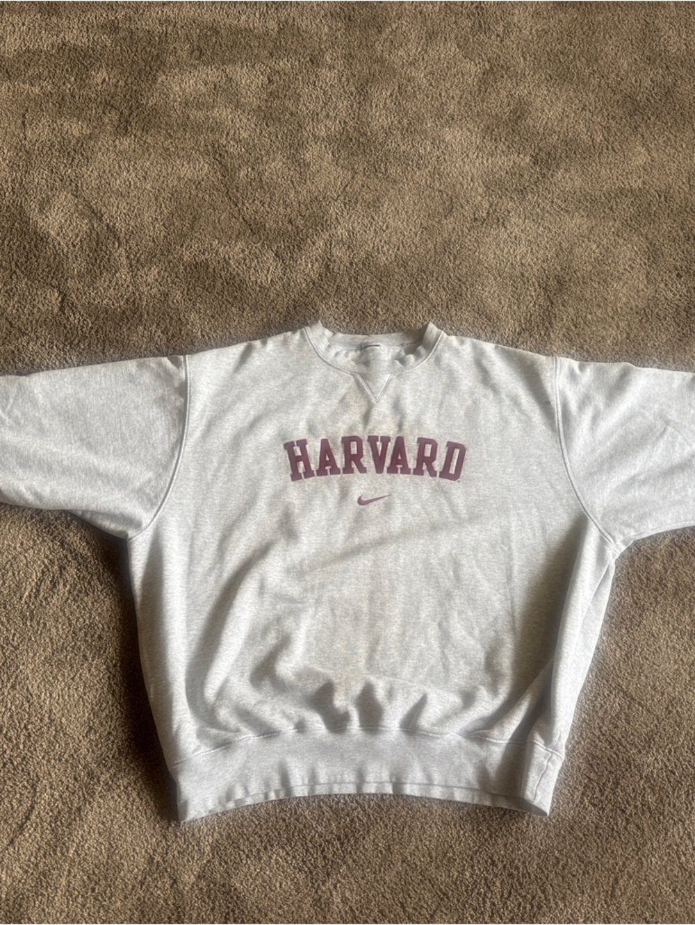 Nike Gray Crewneck Sweatshirt with Maroon Harvard Logo